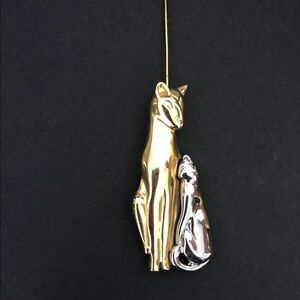 Gold and Silver Cat Brooch